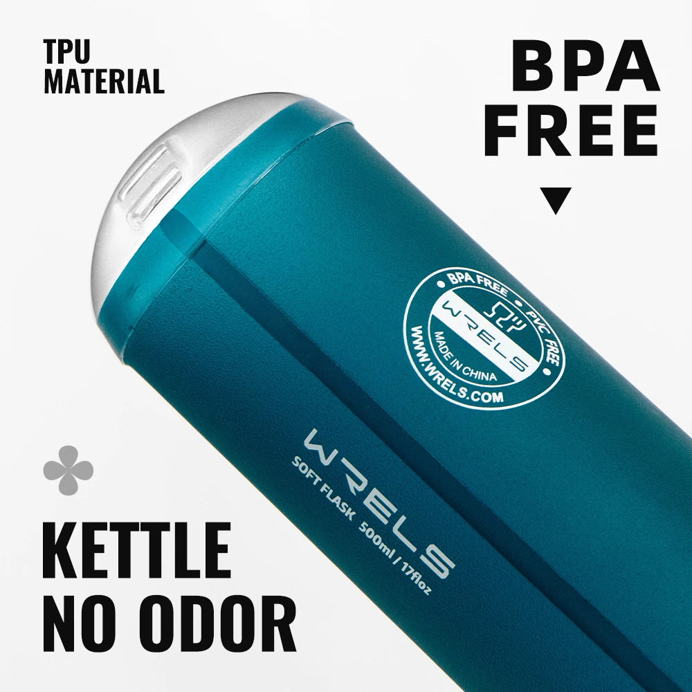 WRELS 500ML Collapsible TPU Water Bottle – Soft, BPA-Free Sports Flask for Hiking, Running & Camping