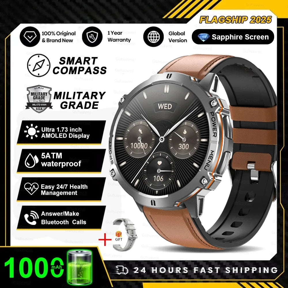 KULANNDER T-Rex 3 Military Smart Watch – 1.43" AMOLED, Waterproof, GPS, Bluetooth Call, Fitness & Health Tracker