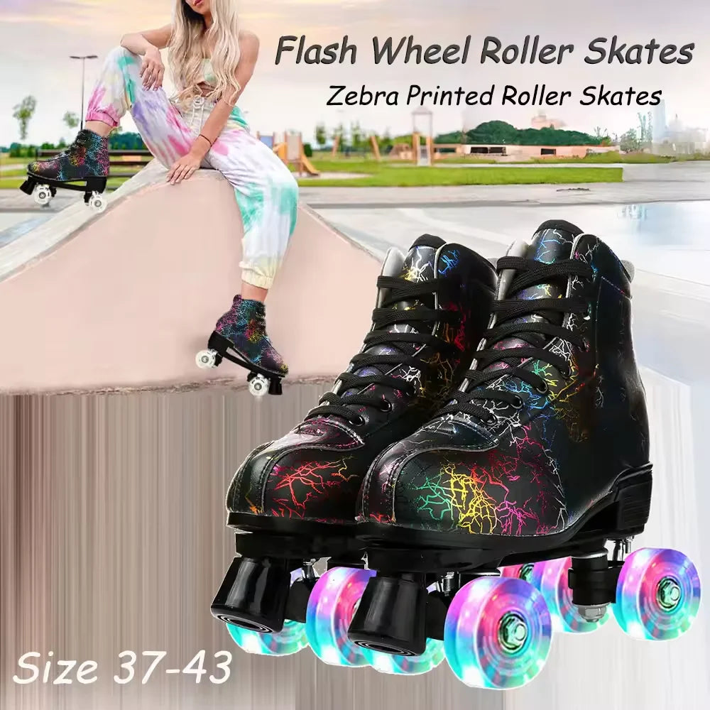 High-top PU leather roller skates