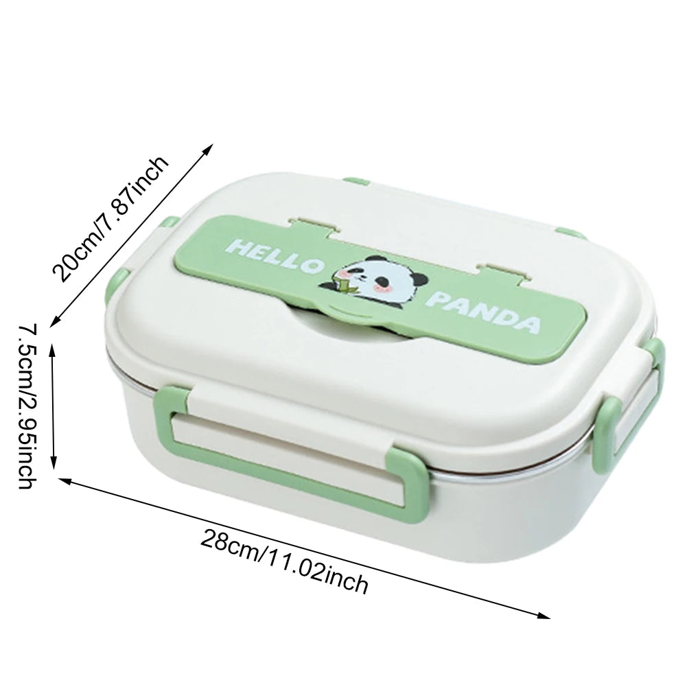 Stainless Steel Leakproof Lunch Box – Microwave Safe Bento with 2/4/5 Compartments (Panda Design)
