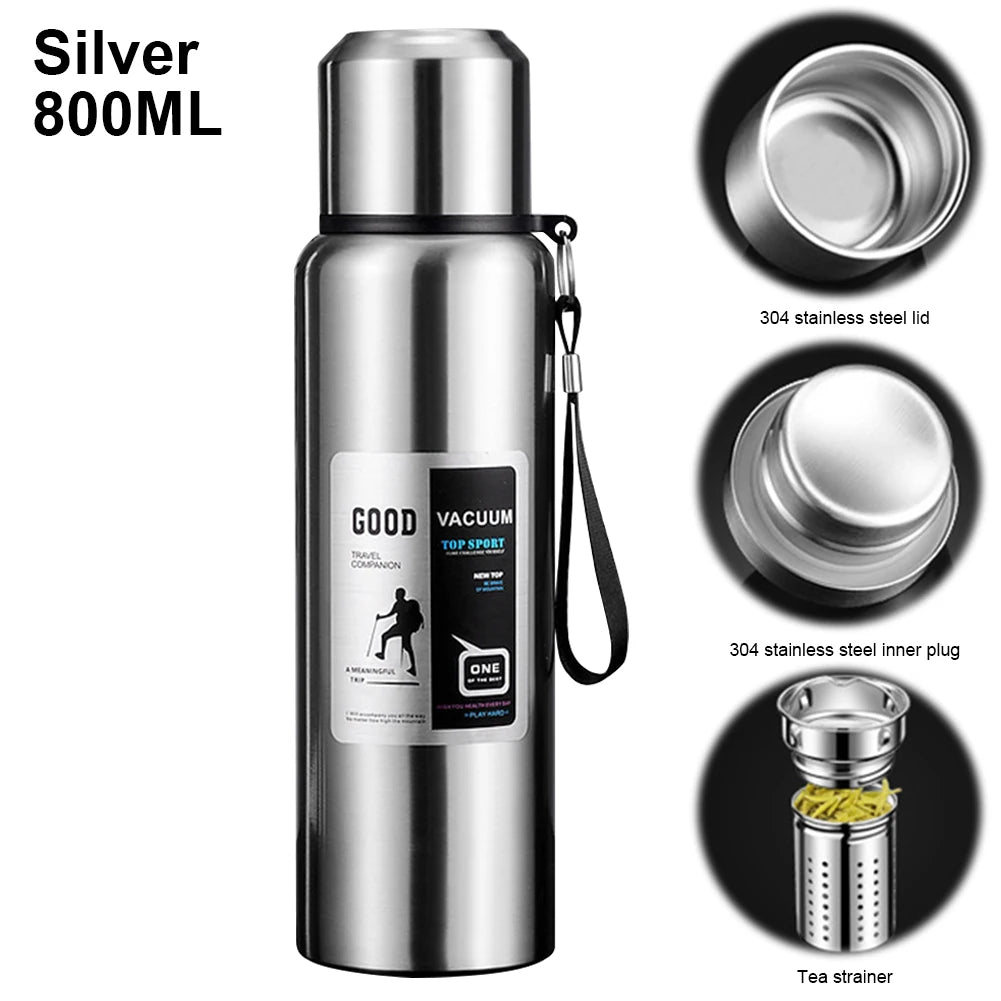 Large Capacity Thermal Water Bottle – Insulated Stainless Steel Tumbler for Hot & Cold Drinks