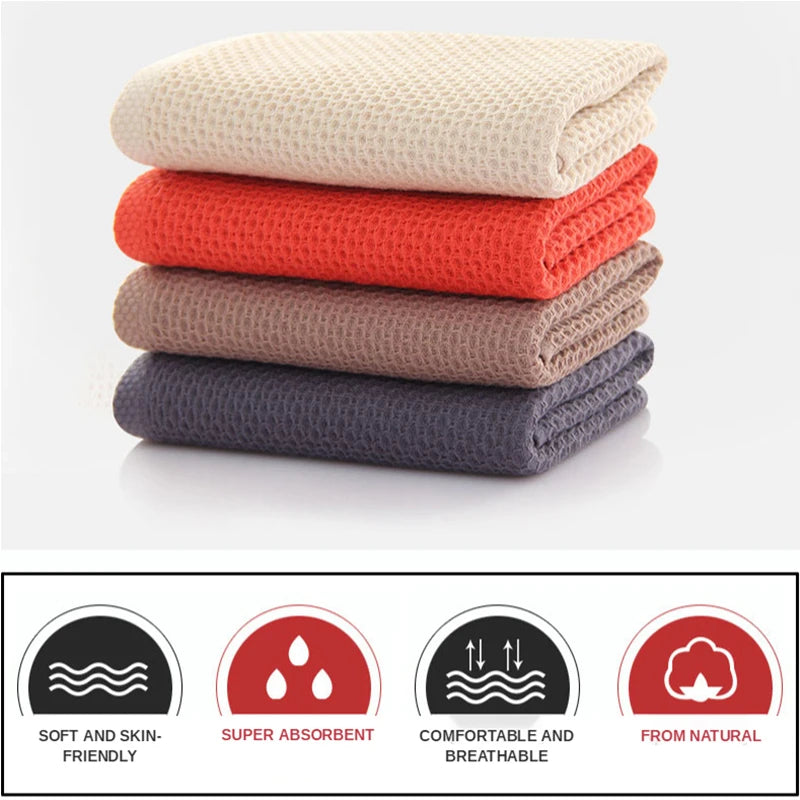 Honeycomb Waffle Cotton Towels for Adults – Super Absorbent, Soft Bath Towel | Buy 2 Bath Towels, Get 1 Free Hand Towel