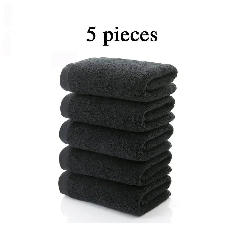 5-Piece 35x75cm 100% Cotton Black Face Towel Set – Soft, Highly Absorbent, Hotel & Corporate Gift Hand Towels