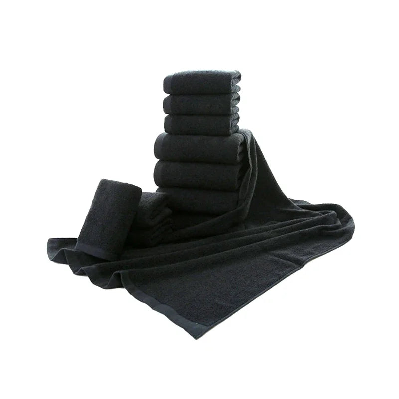 5-Piece 35x75cm 100% Cotton Black Face Towel Set – Soft, Highly Absorbent, Hotel & Corporate Gift Hand Towels