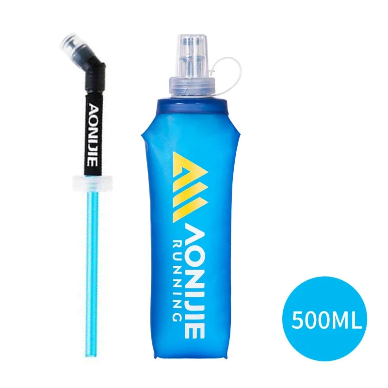 AONIJIE 250ml/500ml/600ml Soft Folding Water Bottle – Collapsible TPU Flask for Running, Hiking & Hydration Packs