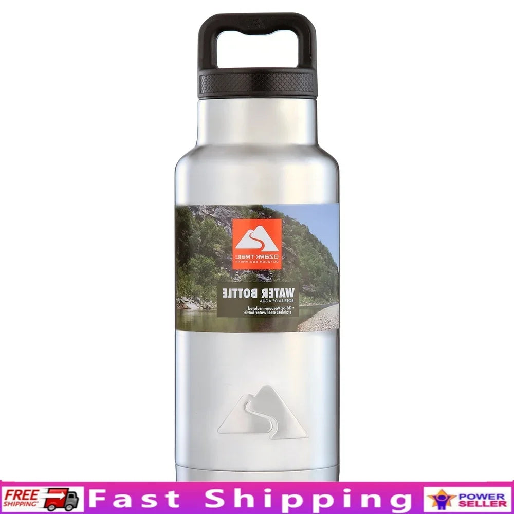 36oz Double-Wall Insulated Stainless Steel Water Bottle – Wide Mouth for Hiking & Camping