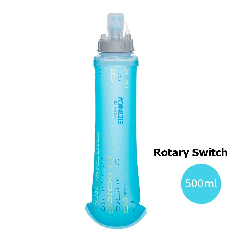 AONIJIE 250ml/500ml/600ml Soft Folding Water Bottle – Collapsible TPU Flask for Running, Hiking & Hydration Packs