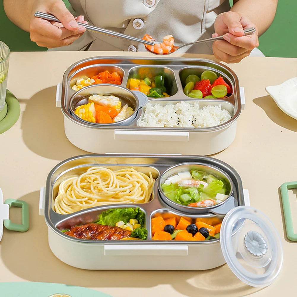 Stainless Steel Leakproof Lunch Box – Microwave Safe Bento with 2/4/5 Compartments (Panda Design)
