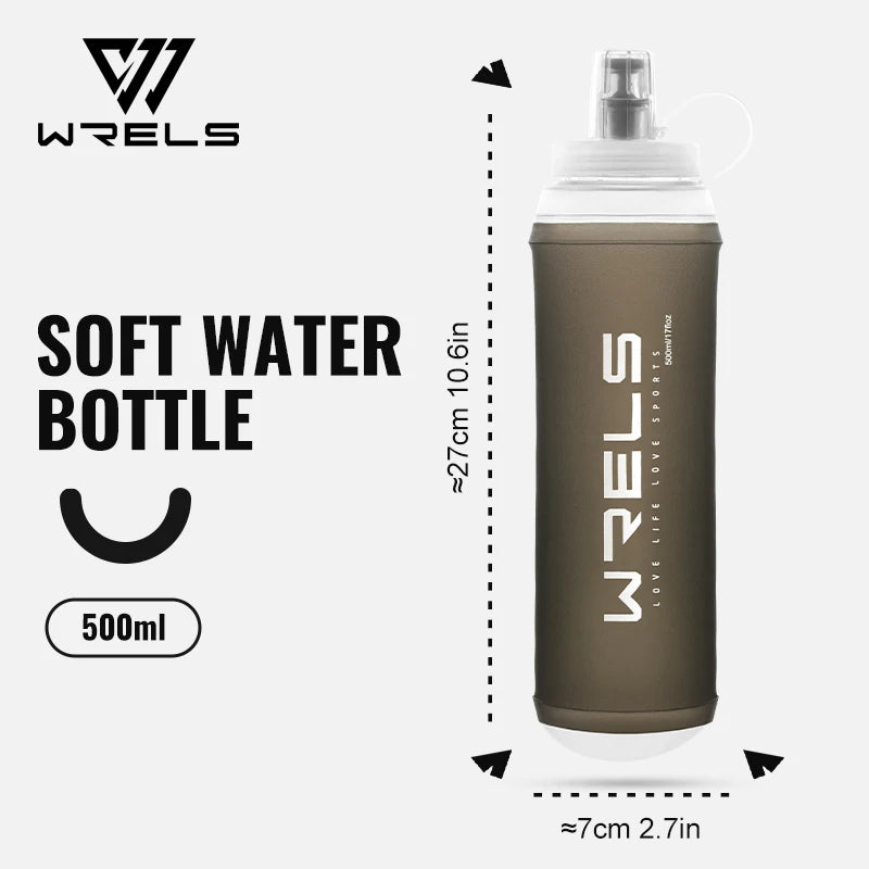 WRELS 500ML Collapsible TPU Water Bottle – Soft, BPA-Free Sports Flask for Hiking, Running & Camping