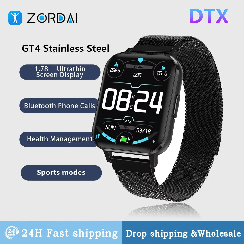 Zordai DTX 2024 Smartwatch – 1.78" Full Touch Fitness Tracker, Heart Rate & Sleep Monitor, IP67 Waterproof for Men