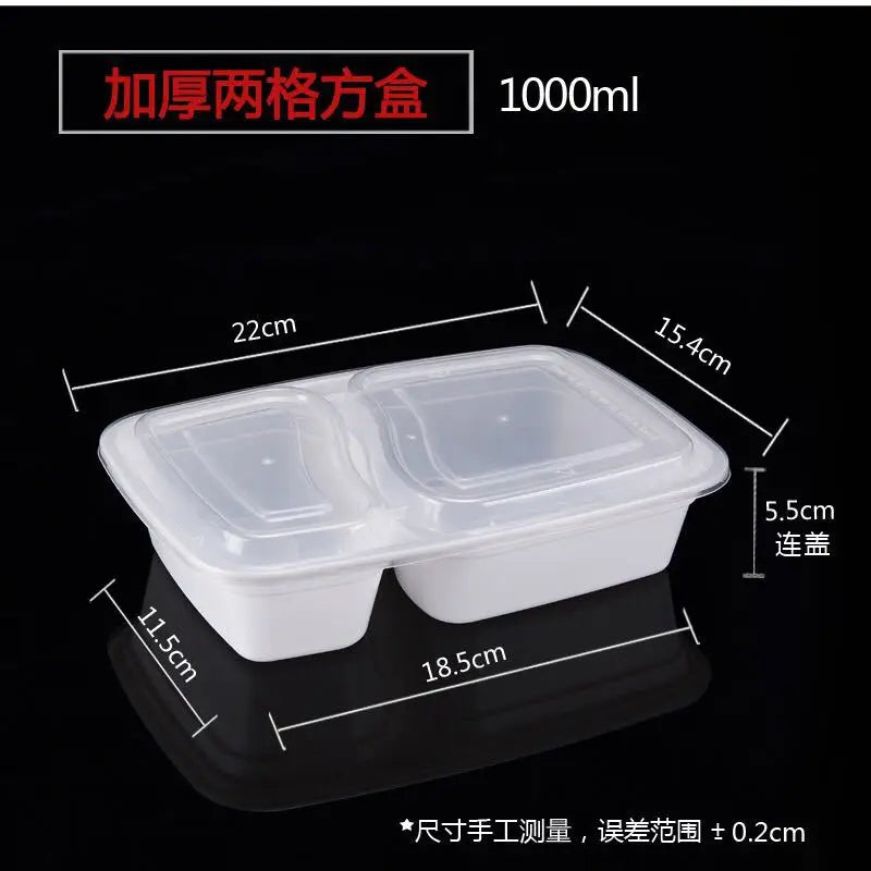 2-Compartment BPA-Free Meal Prep Containers – Rectangular Stackable Lunch Boxes (Microwave & Freezer Safe)