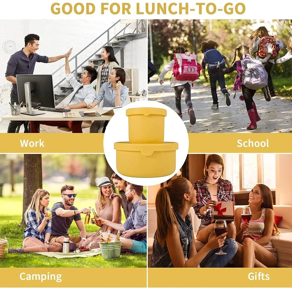 Silicone Food Storage Containers with Lids – Reusable Airtight Lunch & Snack Bento Boxes