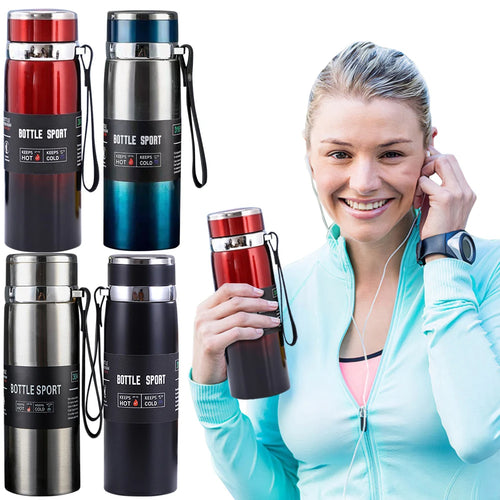 1000ml Insulated Stainless Steel Water Bottle – Double Wall Vacuum Flask with Handle