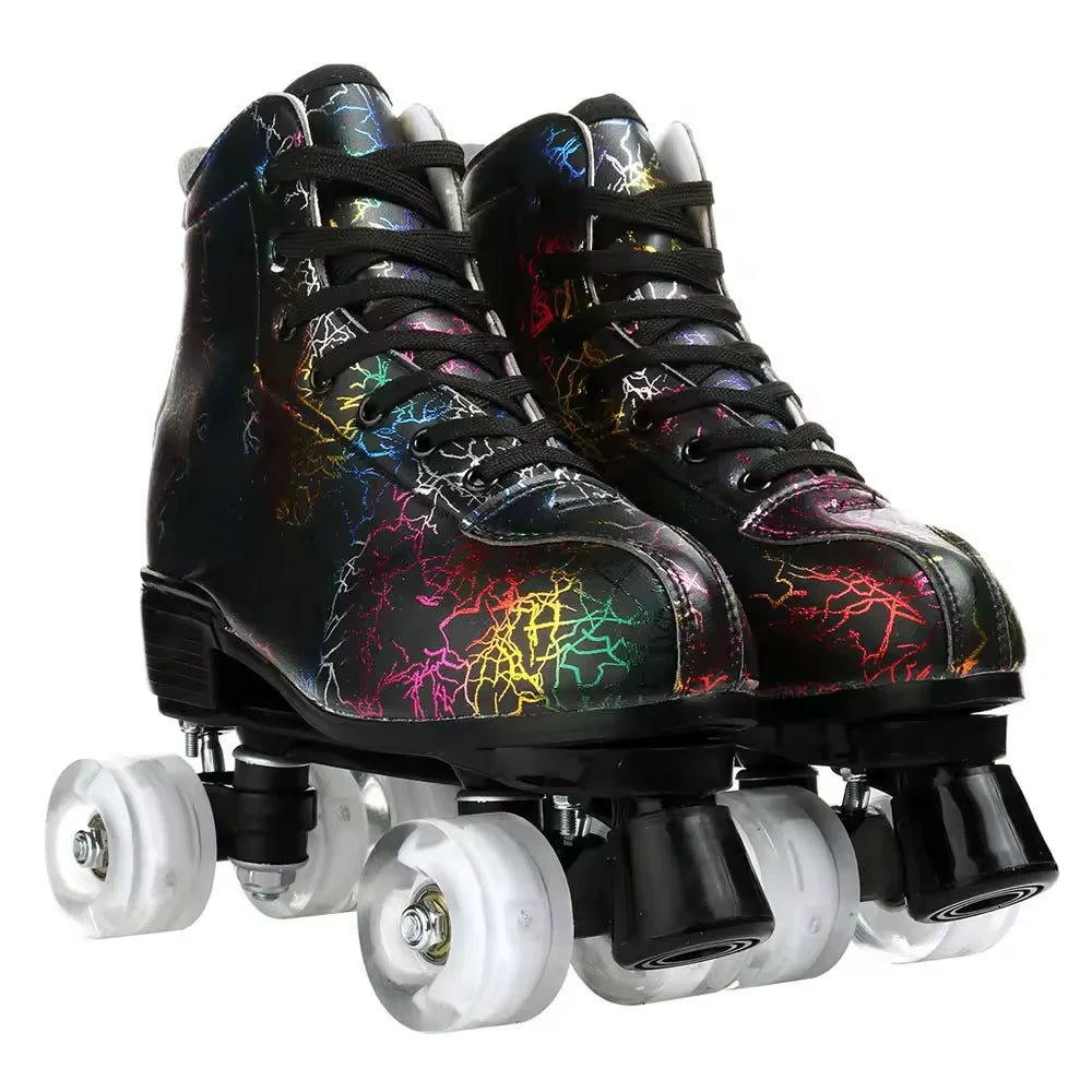 High-top PU leather roller skates