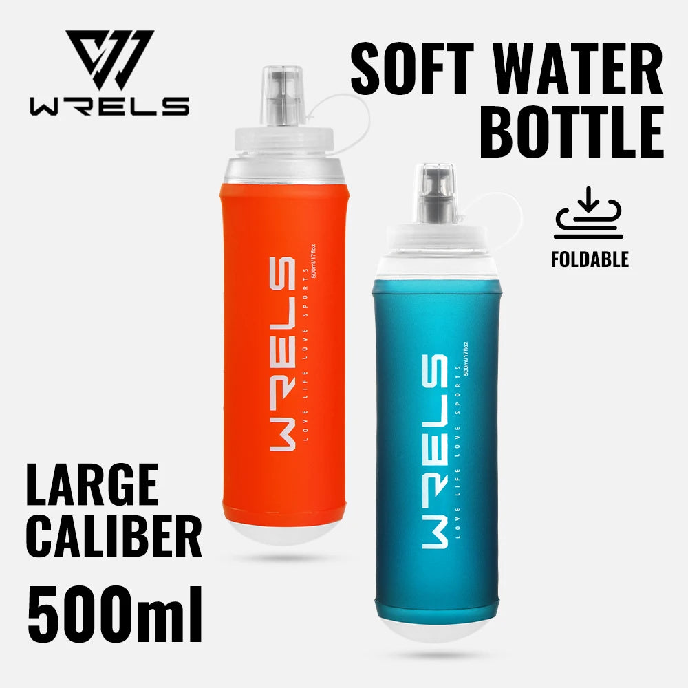 WRELS 500ML Collapsible TPU Water Bottle – Soft, BPA-Free Sports Flask for Hiking, Running & Camping