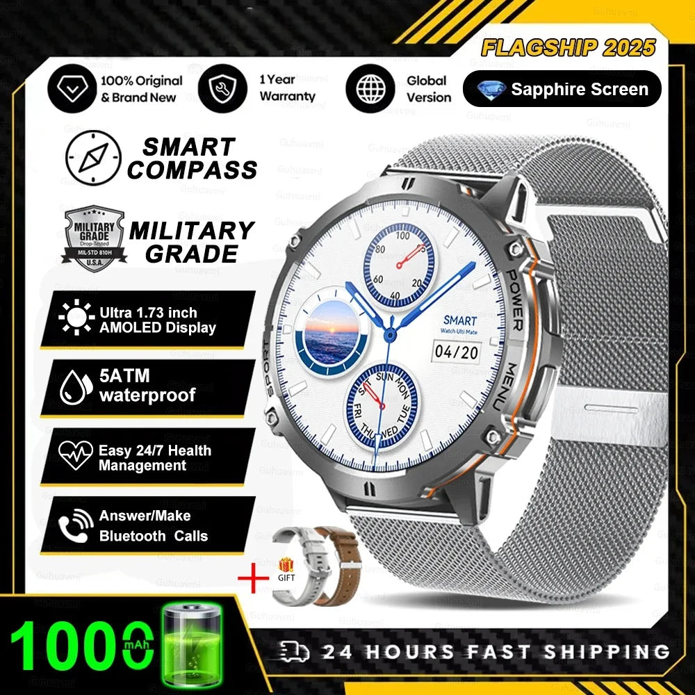 KULANNDER T-Rex 3 Military Smart Watch – 1.43" AMOLED, Waterproof, GPS, Bluetooth Call, Fitness & Health Tracker