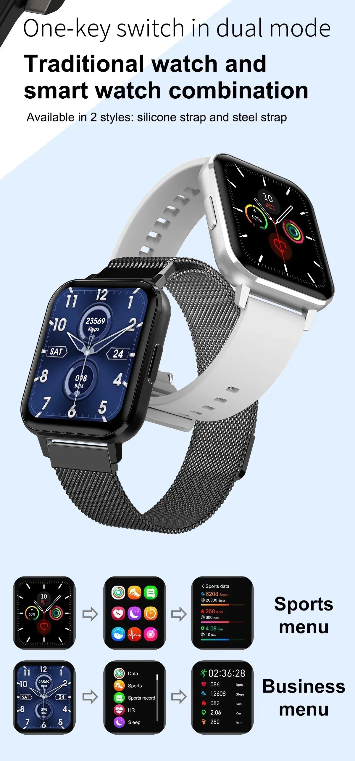 Zordai DTX 2024 Smartwatch – 1.78" Full Touch Fitness Tracker, Heart Rate & Sleep Monitor, IP67 Waterproof for Men