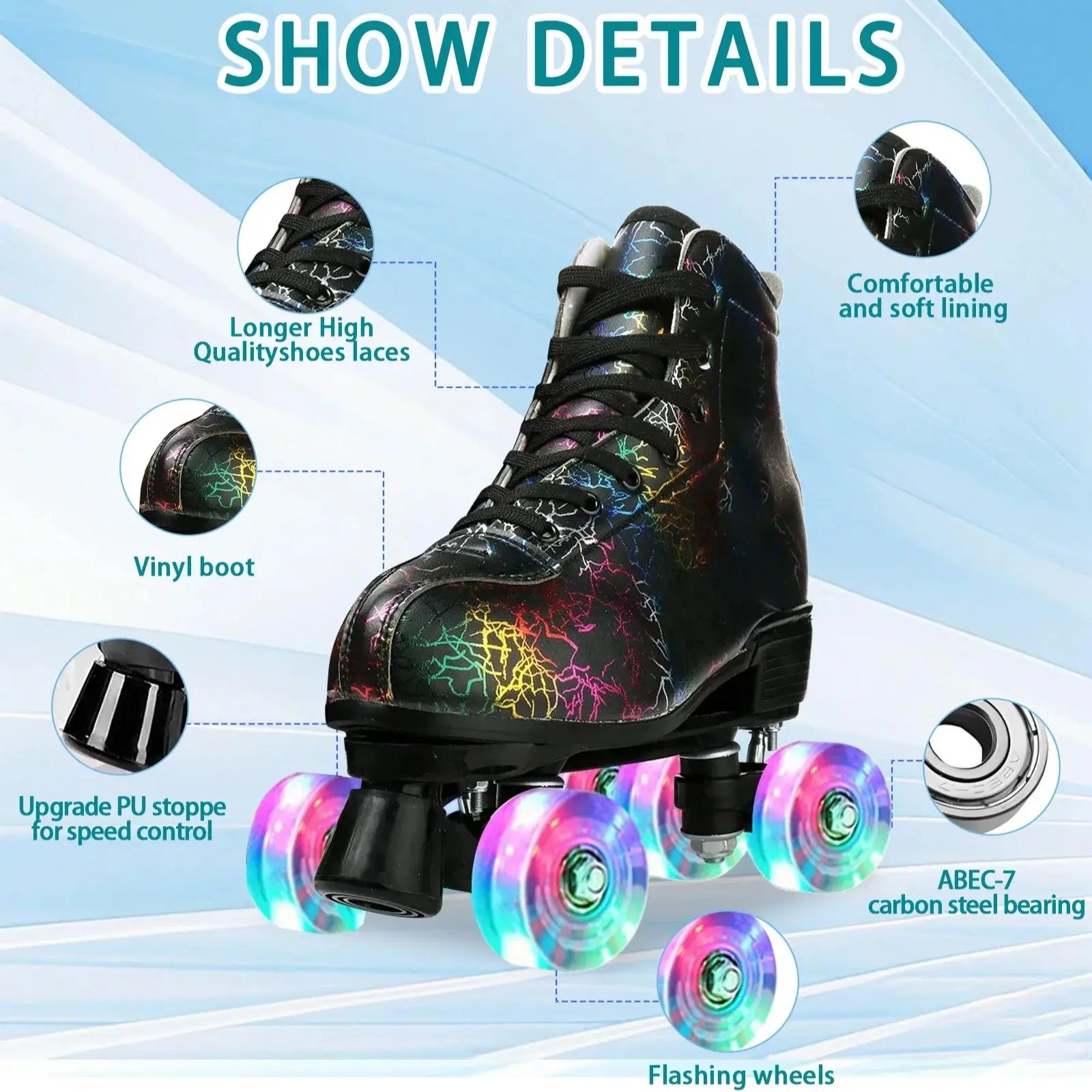 High-top PU leather roller skates