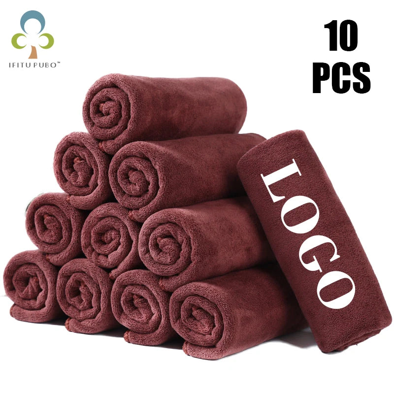 10PCS 30x60cm Microfiber Hair Towels – Custom LOGO with Free Laser Embossing | Beauty Salon & BarberShop Gift