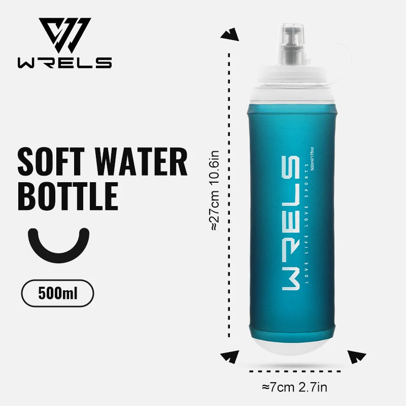 WRELS 500ML Collapsible TPU Water Bottle – Soft, BPA-Free Sports Flask for Hiking, Running & Camping