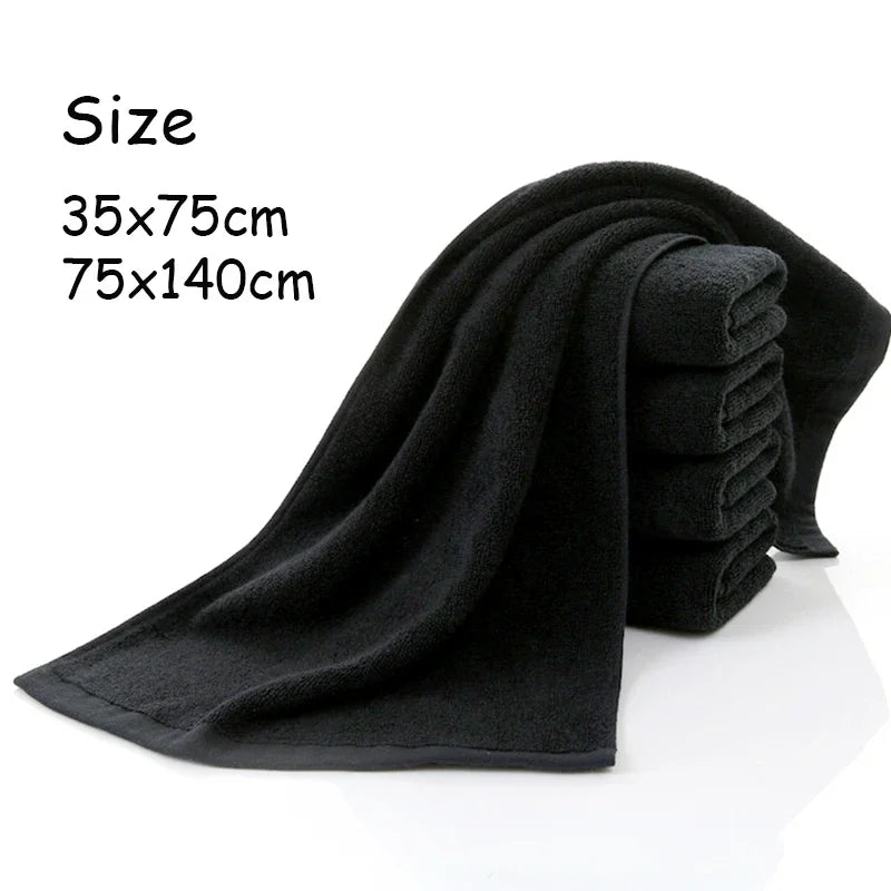 5-Piece 35x75cm 100% Cotton Black Face Towel Set – Soft, Highly Absorbent, Hotel & Corporate Gift Hand Towels