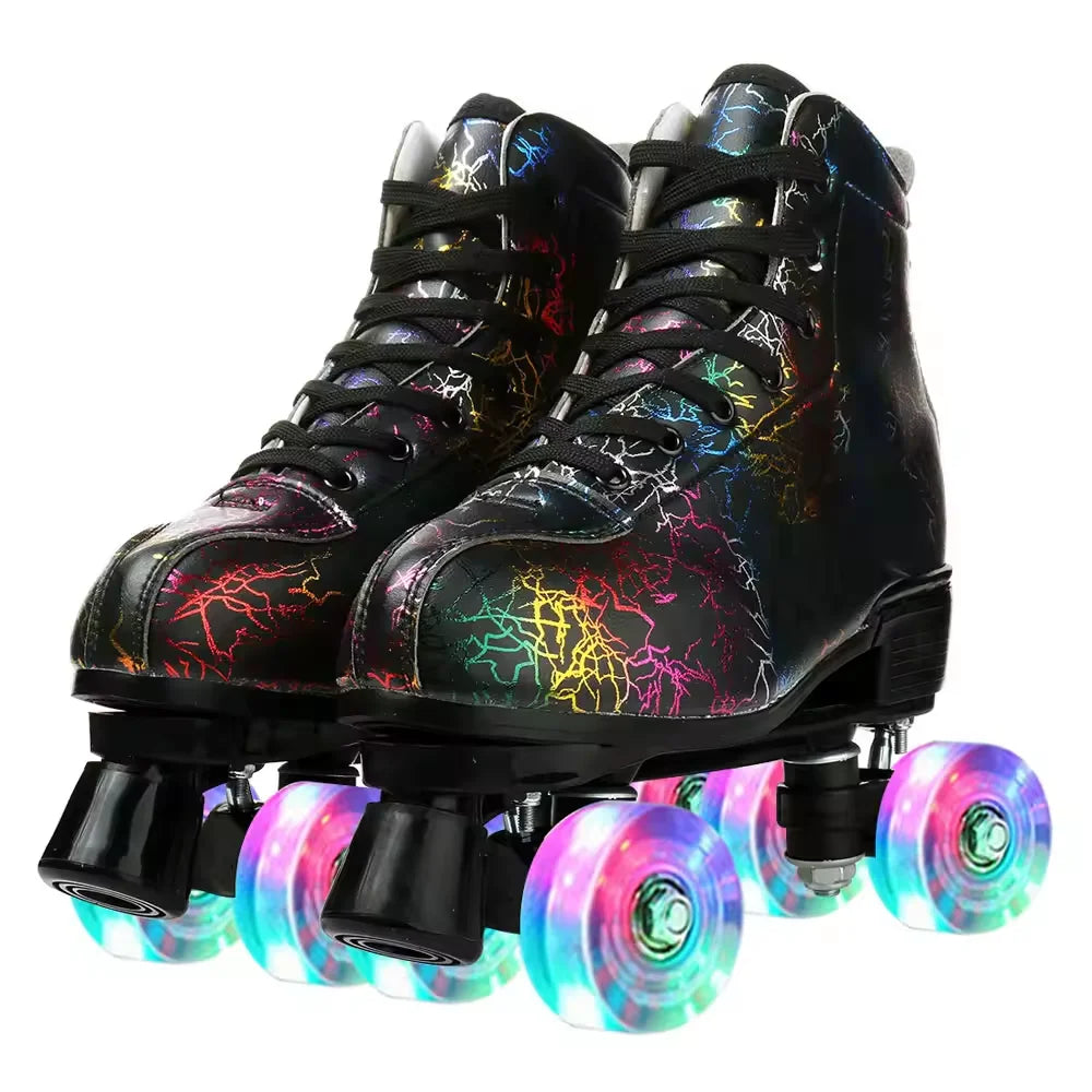 High-top PU leather roller skates
