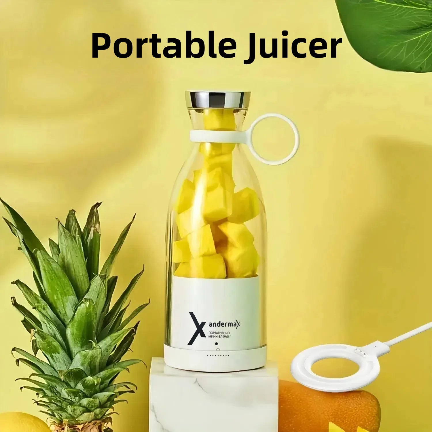 Mini Portable Blender – USB Rechargeable 350ml Juicer Cup with 4 Blades