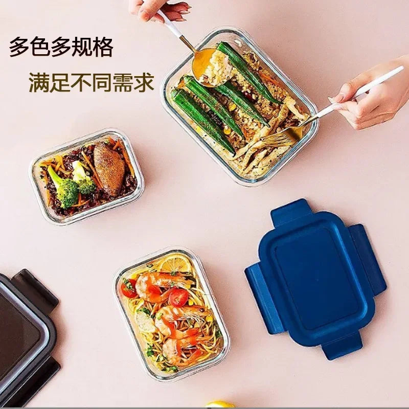 Microwave Glass Lunch Box – Heat-Resistant Sealed Food Storage with Lid