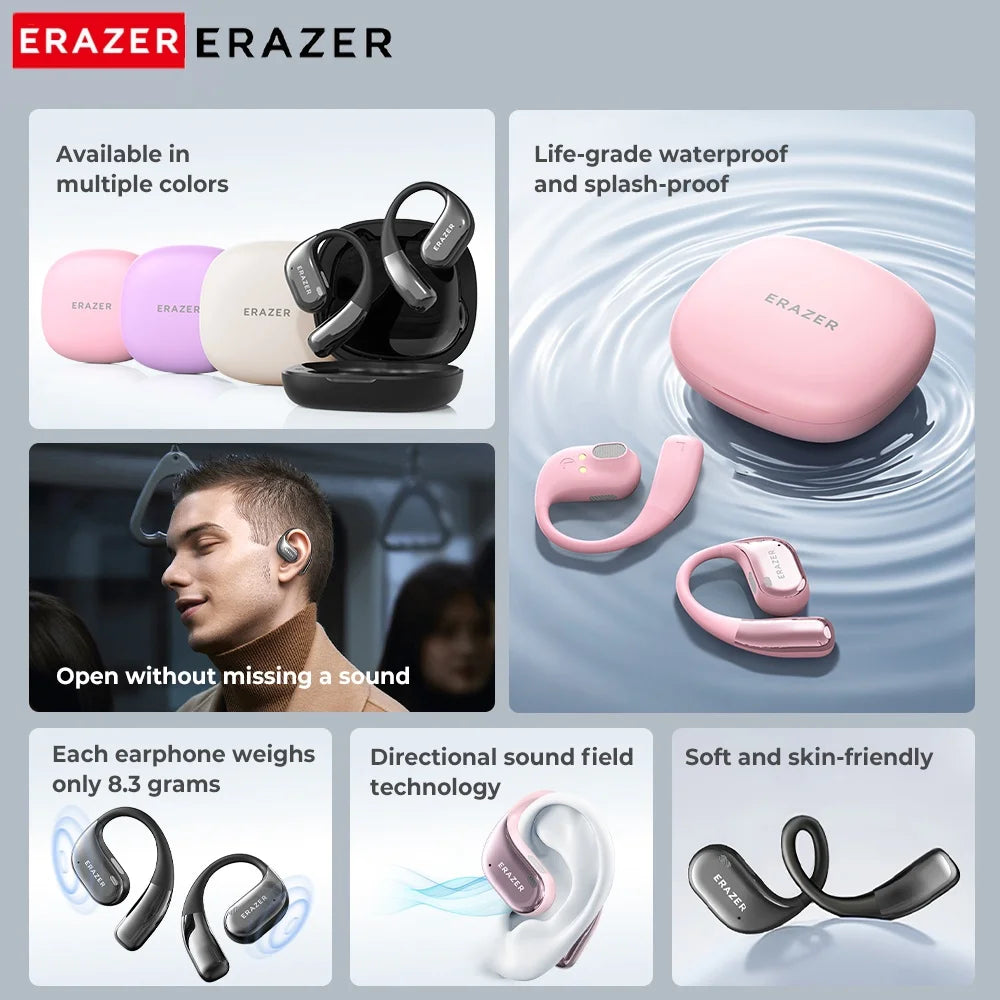 Erazer X11 Open-Ear Bluetooth 5.4 Earphones – Waterproof Sports Headphones with HiFi Sound & 36H Battery