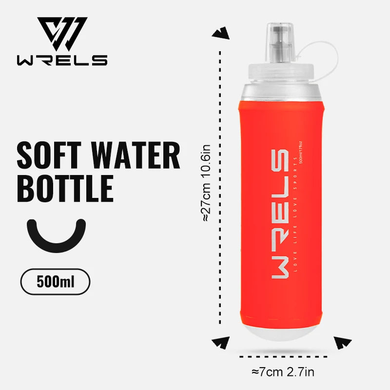 WRELS 500ML Collapsible TPU Water Bottle – Soft, BPA-Free Sports Flask for Hiking, Running & Camping