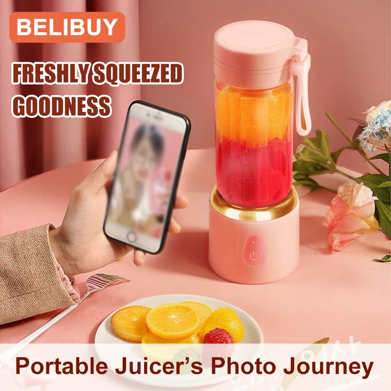 530ml Portable Electric Juicer – USB Rechargeable Smoothie & Fruit Blender