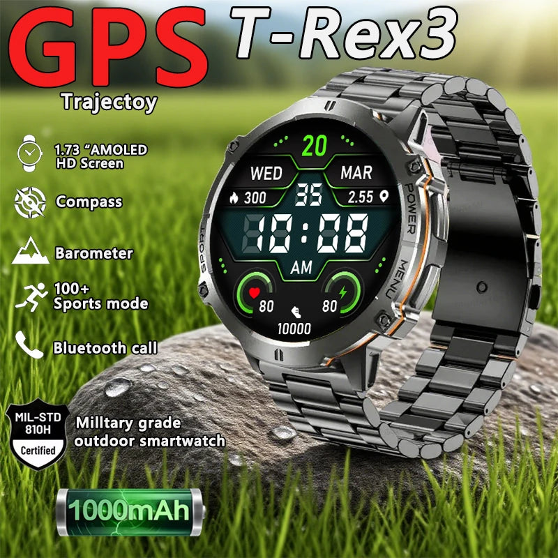 KULANNDER T-Rex 3 Military Smart Watch – 1.43" AMOLED, Waterproof, GPS, Bluetooth Call, Fitness & Health Tracker