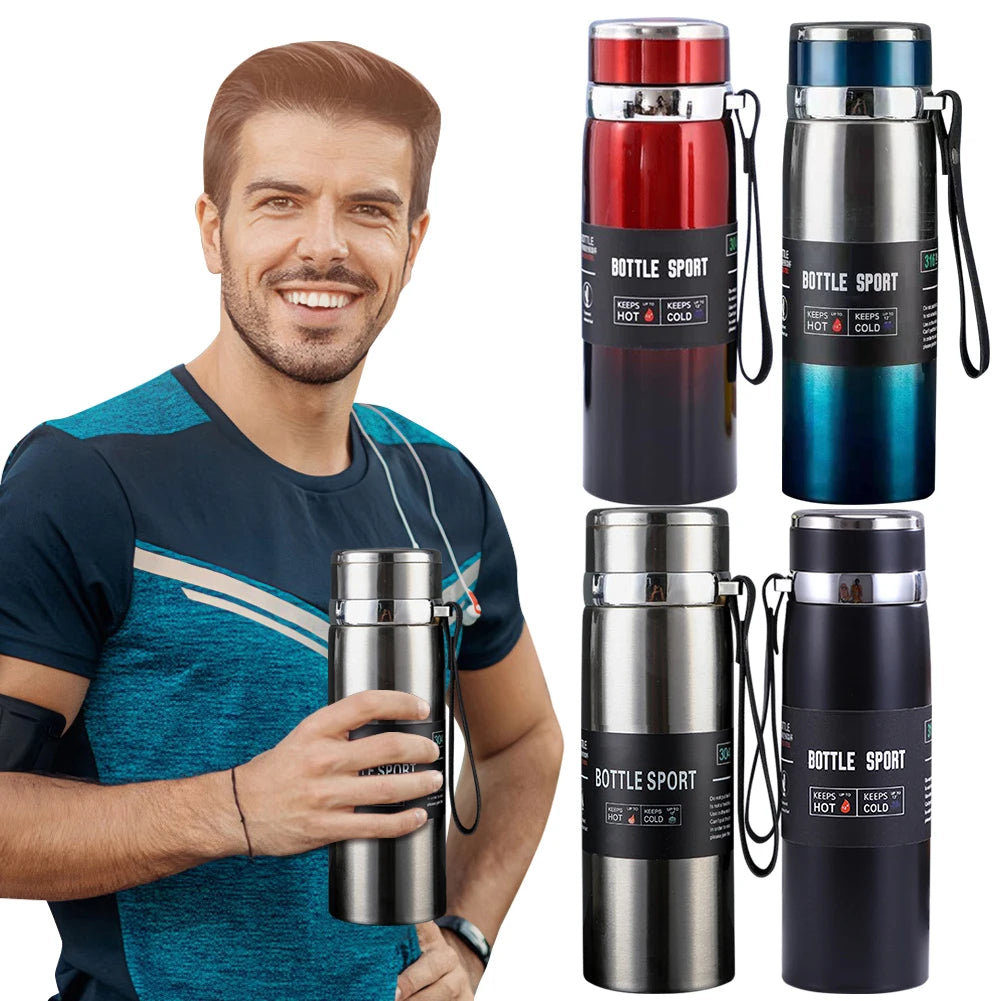 1000ml Insulated Stainless Steel Water Bottle – Double Wall Vacuum Flask with Handle