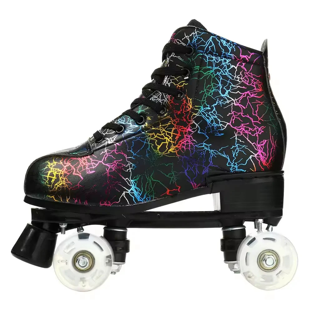 High-top PU leather roller skates