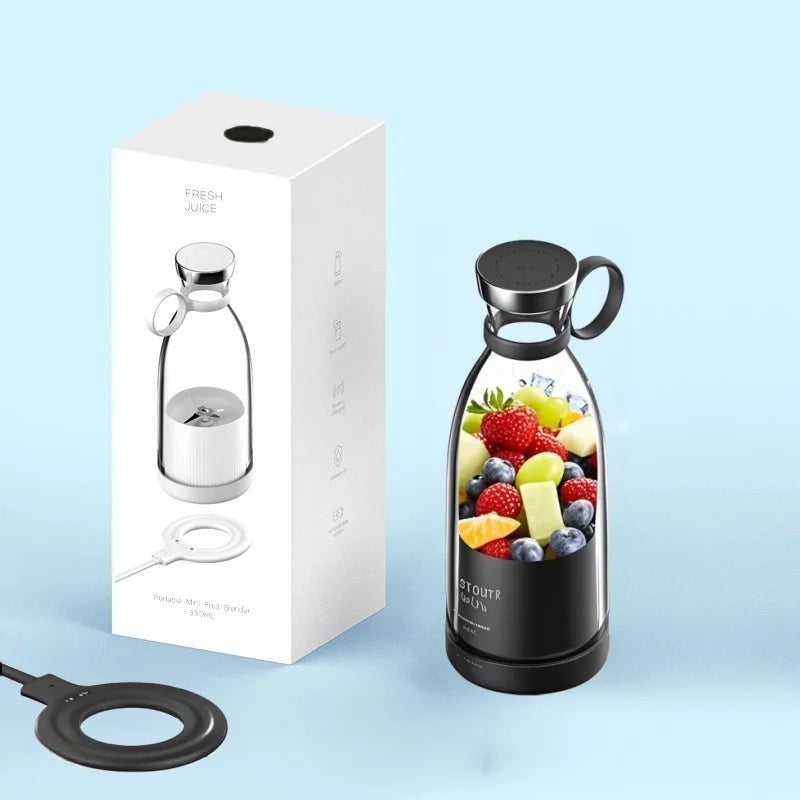 Mini Portable Blender – USB Rechargeable 350ml Juicer Cup with 4 Blades