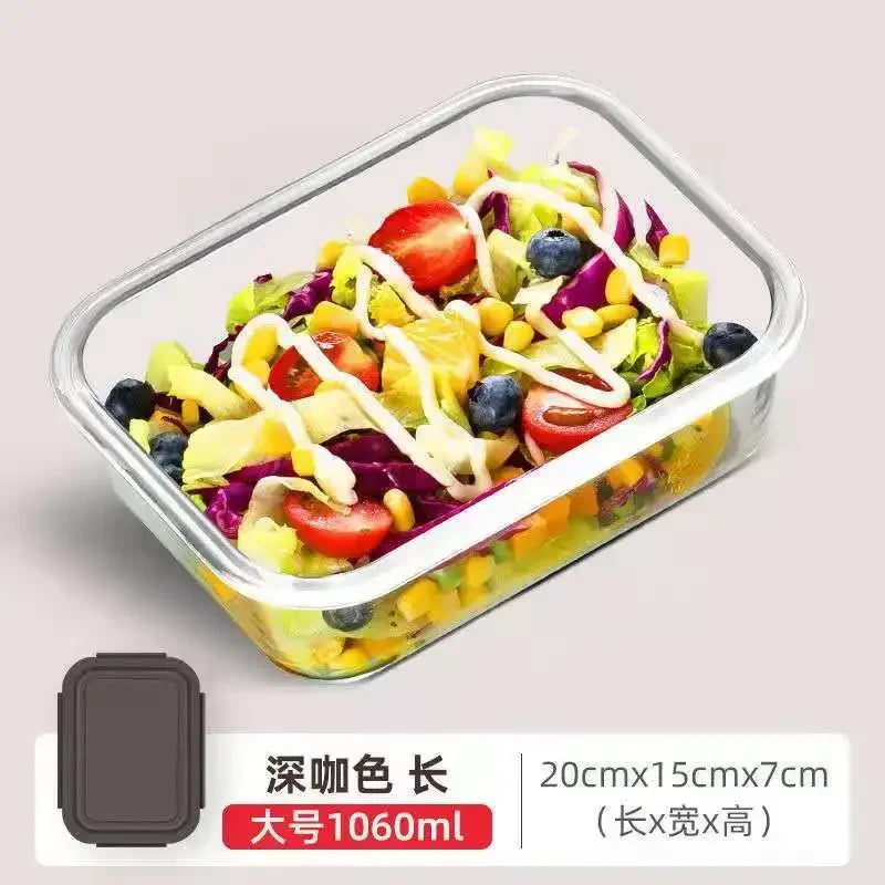 Microwave Glass Lunch Box – Heat-Resistant Sealed Food Storage with Lid
