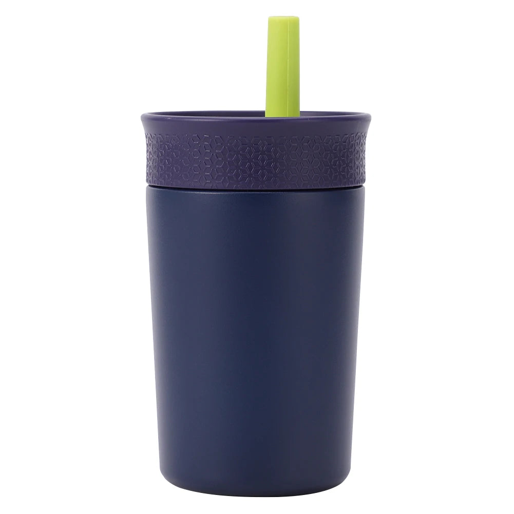 12oz Insulated Stainless Steel Tumbler with Straw – Double-Layer Water Bottle for Fitness & Sports