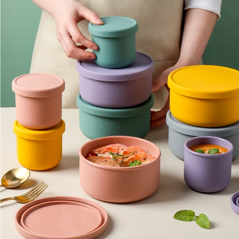 Silicone Food Storage Containers with Lids – Reusable Airtight Lunch & Snack Bento Boxes