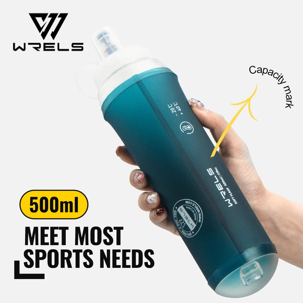 WRELS 500ML Collapsible TPU Water Bottle – Soft, BPA-Free Sports Flask for Hiking, Running & Camping