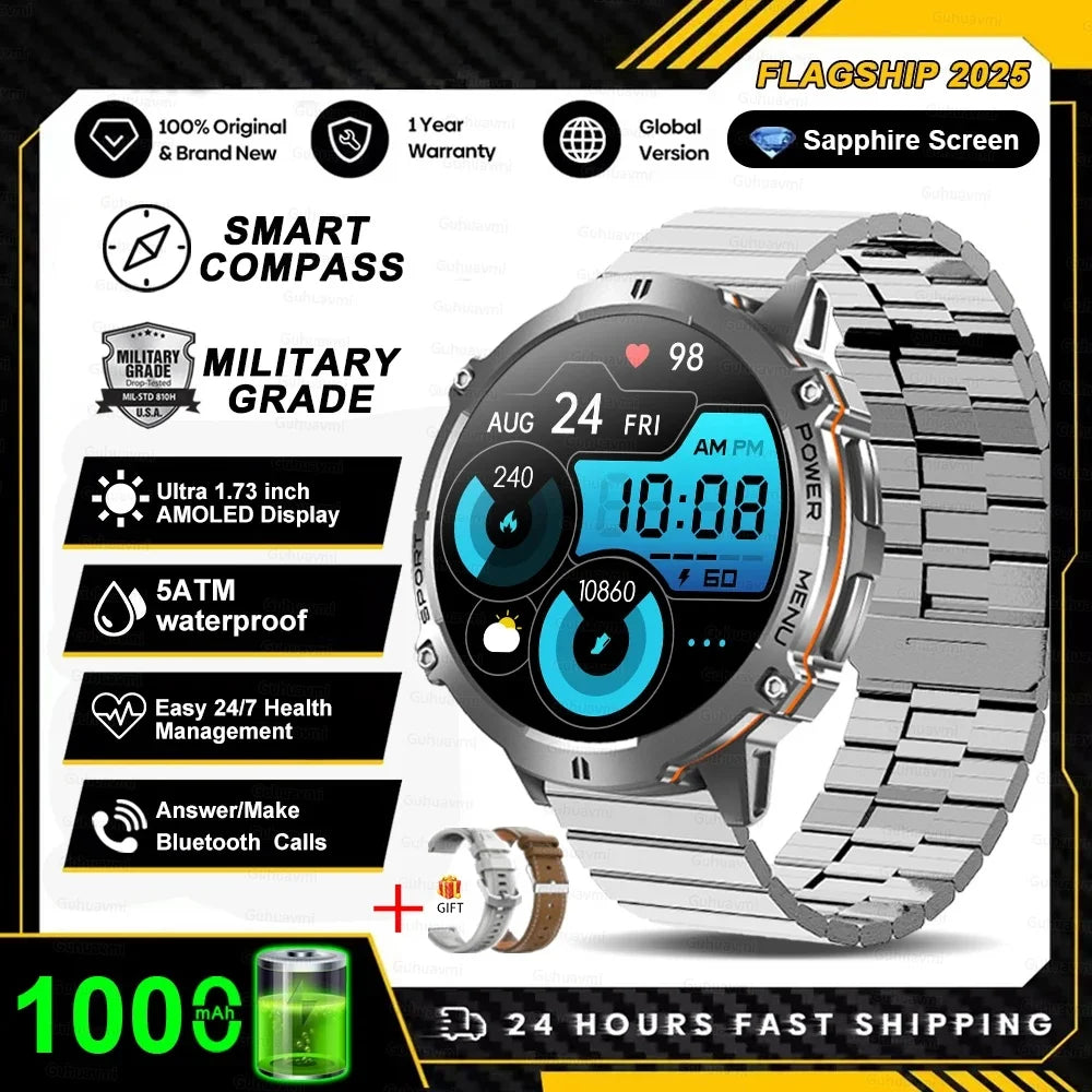 KULANNDER T-Rex 3 Military Smart Watch – 1.43" AMOLED, Waterproof, GPS, Bluetooth Call, Fitness & Health Tracker