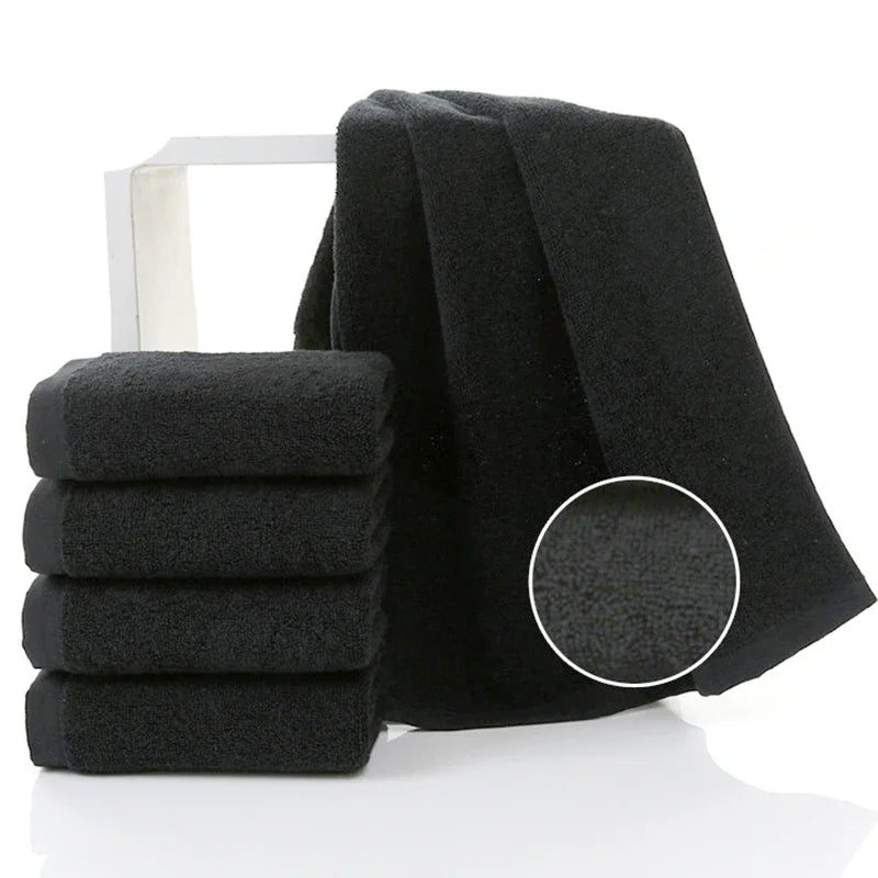 5-Piece 35x75cm 100% Cotton Black Face Towel Set – Soft, Highly Absorbent, Hotel & Corporate Gift Hand Towels