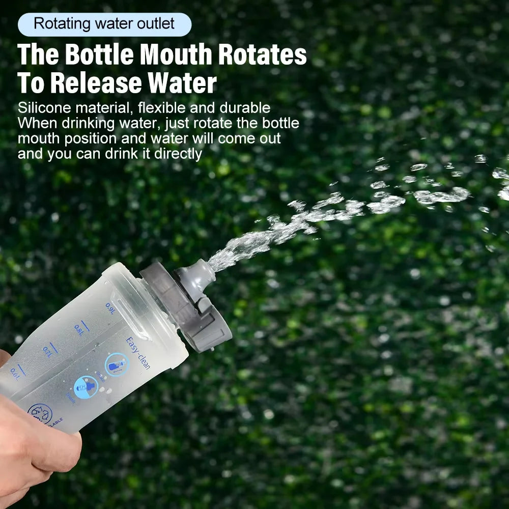 NEWBOLER 1L TPU Folding Water Bottle – Collapsible Soft Flask for Running, Hiking & Camping