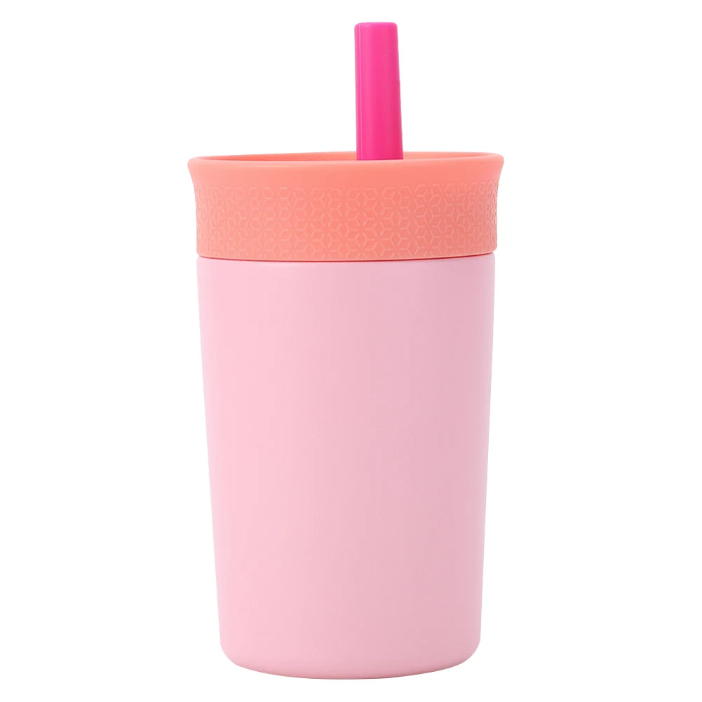 12oz Insulated Stainless Steel Tumbler with Straw – Double-Layer Water Bottle for Fitness & Sports